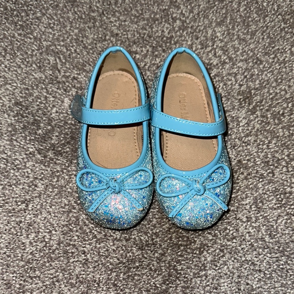 Charming Blue Glitter Kids Dress Shoes